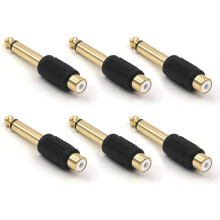 Audiojel-transzformátorok, Mono dugós apa - RCA anya adapterek fokozott EMI/RFI interferenciavédelemmel, 6,35 mm-es anya csatlakozóval