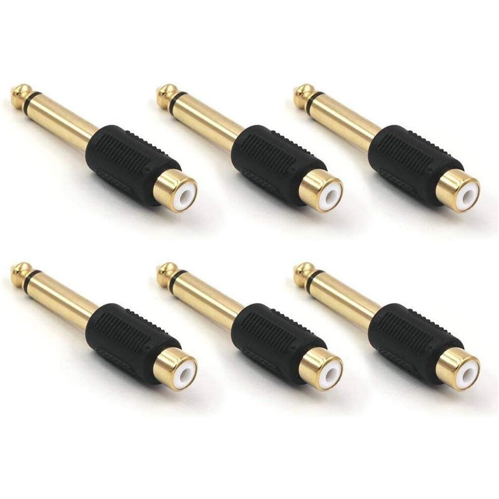 Audio Signal Transformers, Mono Plug Male To Rca Female Adapters With Enhanced Emi/Rfi Interference Protection, Supports Devices With 6.35Mm Female 9128293563925