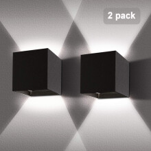 Luminárias de parede externas com design moderno, lâmpadas frias econômicas com iluminação para cima e para baixo, temperatura de cor de 6000K,