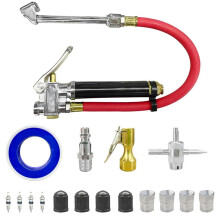 Heavy-Duty Tire Pressure Gauge with Inflator, Tire Inflator with Pressure Gauge 10-120 PSI for 1/4" NPT Air Compressor