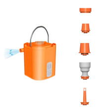 Elektrische Luchtpomp met 3-Traps Kampeerlamp voor Matras, Luchtbed, Stofzuiger, Oranje