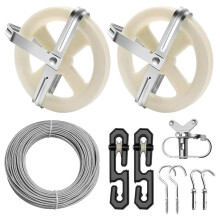 Wäscheleine-Outdoor-Set, Drahtseil, 5-Zoll-Rolle, S-Typ-Teiler, Spanner, Schraube, Haken und Dehnschraube