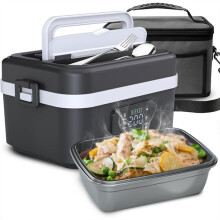 Cordless Electric Lunch Box for Adults,16000mAh Rechargeable Self-Heating Food Warmers for Office Car Eu Plug White