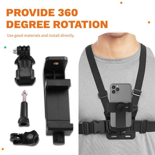 Adjustable Phone Clip Holder,Chest Strap Fixation Bracket for Sport Camera Mobile Phone Camera Holder 2