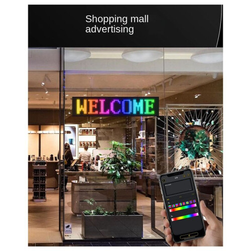 LED Matrix Panel Programmable Flexible Screen IP65 Display Animation Message Scrolling Sign APP Control Cars Shop Bar,B 1