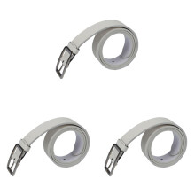 3X Men's Casual Waistband Belt Faux Leather Belt Buckle Waist Strap Belts White