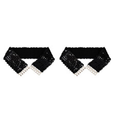 2X Noir Neuf Dame  Paillettes Elastique Extensible Scintillant Bande de Taille Casuel Ceinture