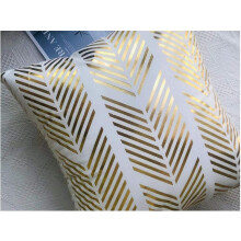 Polyester Velvet Soft Throw Pillows, Geometric Square Pattern Adorns Your Space, Set Of 4 In White And Gold With Hidden Zipper Closure, Suitable For