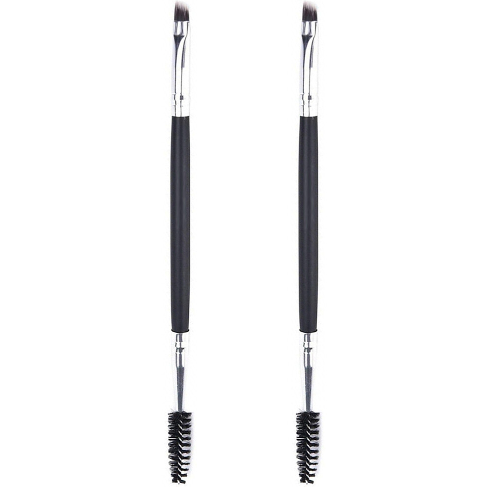 Spoolie Brush for Brows and Lashes, Double Ended Eyebrow Brush with Angled Brow Applicator, Soft Synthetic Fiber Bristles for Seamless Blending,