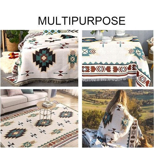 Κουβέρτα Boho, Κουβέρτα Native American εύκολης φροντίδας, Υφασμάτινη κουβέρτα Southwest Decor, 1