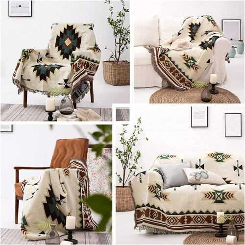 Κουβέρτα Boho, Κουβέρτα Native American εύκολης φροντίδας, Υφασμάτινη κουβέρτα Southwest Decor, 2
