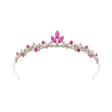 Crystal Princess Crown Lightweight Design Headpiece-Pink