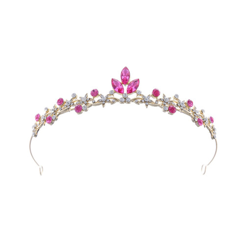Crystal Princess Crown Lightweight Design Headpiece-Pink