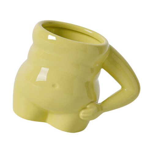 Elegant Belly Shape Ceramic Cup Unique Coffee Cups-Melon Green