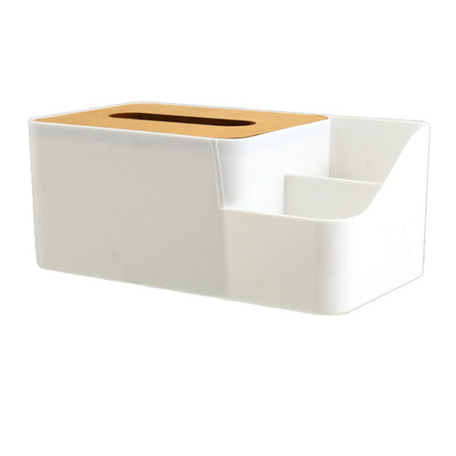 2-teiliger Taschentuchspender mit 2 Fächern – Robustes PP-Material & Holzoptik 1