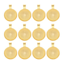 20Stk Goldfarbene Runde Bezel Anhänger Für DIY Schmuck Basteln