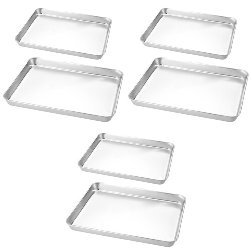 6Stk Rechteckiges Tablett Silber Für Zuhause Und Bbq 2