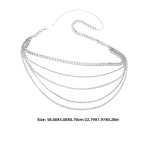 Witte Multilayer Rhinestone Body Chain Waist Belt Dames 1