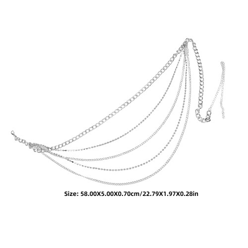 Witte Multilayer Rhinestone Body Chain Waist Belt Dames 2