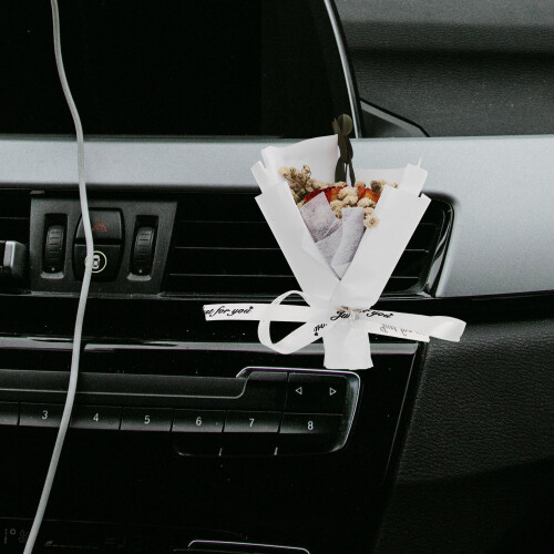 4St Gedroogde Bloem Auto Luchtrooster Clip Wit Elegante Diffuser 2