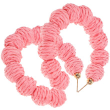 5Paare Leichte Rattan Ohrringe Pink Rund Damen Sommer Accessoire