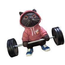 Sculpture de chats de Fitness mignons, Figurines à-Rouge