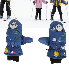2 Stück Kinderschneehandschuhe Wasserdicht Winddicht Dicker Polyester Fleece Blau