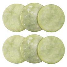 Round Pallet Eyelash Extension Glue Holder, False Eyelashes Adhesive Pad, 6PCS Jade Stone Lash Tools for Professional Salon Use, Reusable Non-Porous
