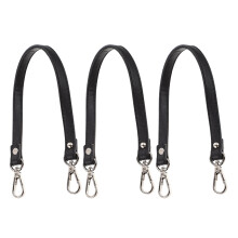 3St Zwarte Handtasband Vervanging PU Lederen Kort Handgemaakt Voor DIY