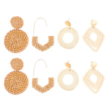 4Paare Geflochtene Ohrhänger Holz Ohrschmuck Für Frauen Farben