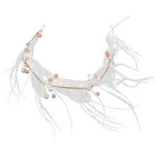 2Stk Haarband Gold Feder Leichtes Kopfschmuck Accessoire