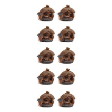10Ud Mini Casa Micro De Resina Para Adorno Y Decoración Marrón