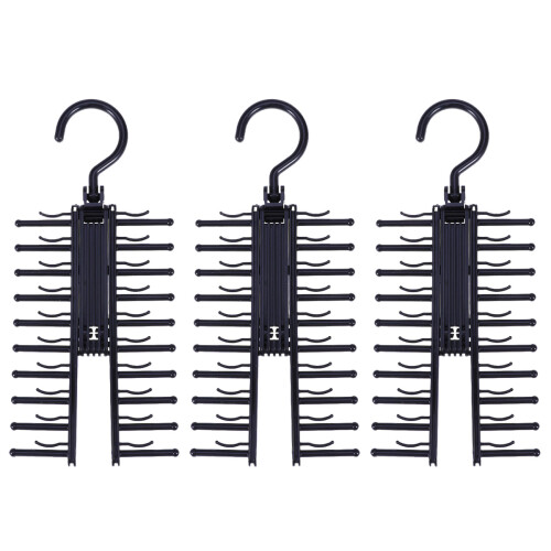 3Ud Soporte Multi Gancho Para Corbatas Cinturones Negro Resistente