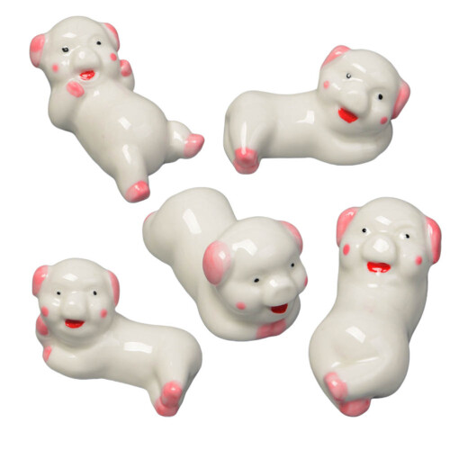 10 Pcs Pig Shape Ceramic Chopstick Rest Japanese Style