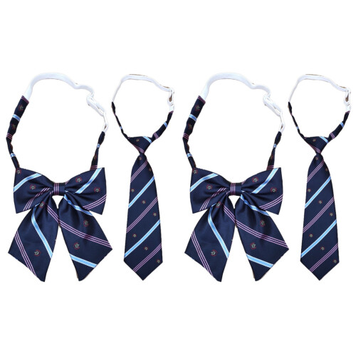 Set Of 2 Bow Tie With Pattern Student Necktie Uniform Cravat Stripe 1