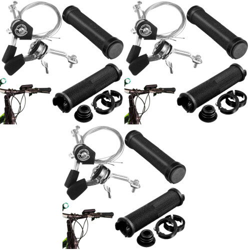 3Sets Black Bicycle Gear Grip and Speed Lever Shifter Replacement Kit 1