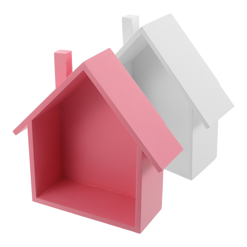 Wooden House Shaped Floating Shelf For Bathroom Nursery Living Room Totority