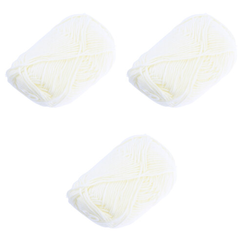 3Pz Filato Cotone Bianco Per Uncinetto Soffice E Caldo 2