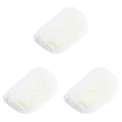 3Pz Filato Cotone Bianco Per Uncinetto Soffice E Caldo 1