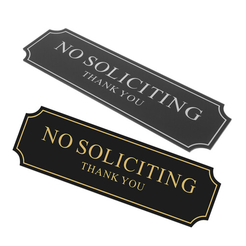 4Pz No Soliciting Nero in Acrilico Resistente Per Porta Casa 2