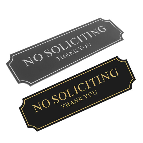 4Pz No Soliciting Nero in Acrilico Resistente Per Porta Casa 1