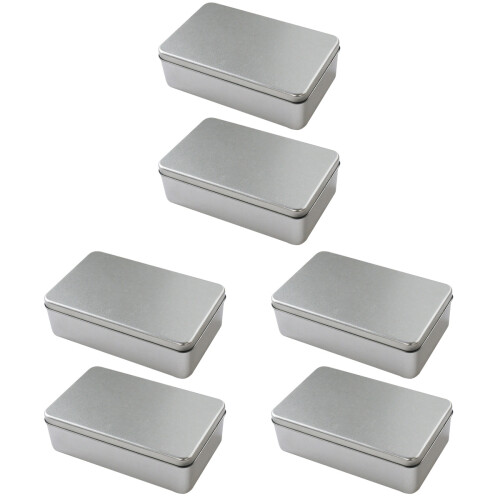 6 Pcs Frosted Cover Candy Jars Cookie Storage Tinplate Boxes Silver 1