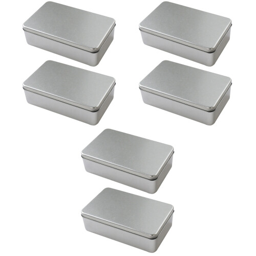 6 Pcs Frosted Cover Candy Jars Cookie Storage Tinplate Boxes Silver 2