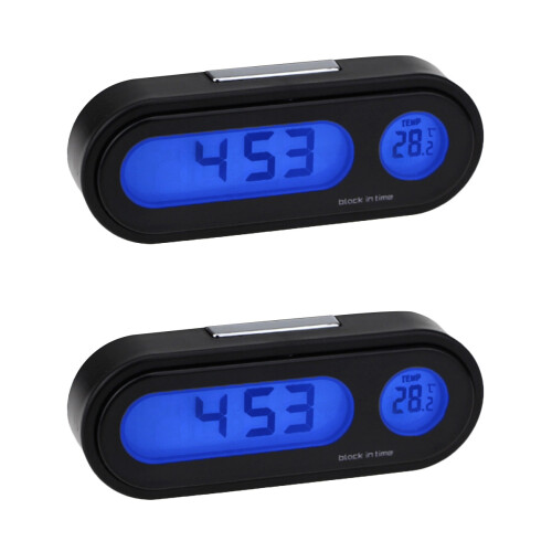2Pz Orologio Dashboard Auto ABS Nero, Termometro Digitale Con Luce 1