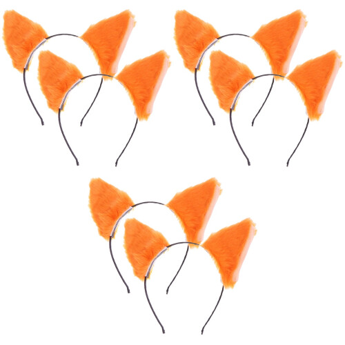 6Pz Cerchietti Orecchie Gatto Morbide Arancioni Per Costume 2