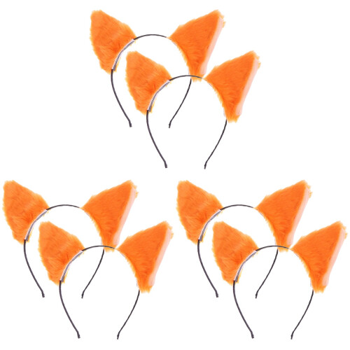 6Pz Cerchietti Orecchie Gatto Morbide Arancioni Per Costume 1