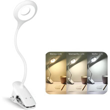 Lampe de lecture à intensité variable avec lumière naturelle et sans scintillement, pince robuste et col flexible pour lire au lit, rechargeable