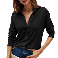 Long Sleeve V Neck Tunic Tops For Women, Casual Henley Button Down Classic Design Stretchy And Comfortable Material, Easy To Pair Flattering Fit