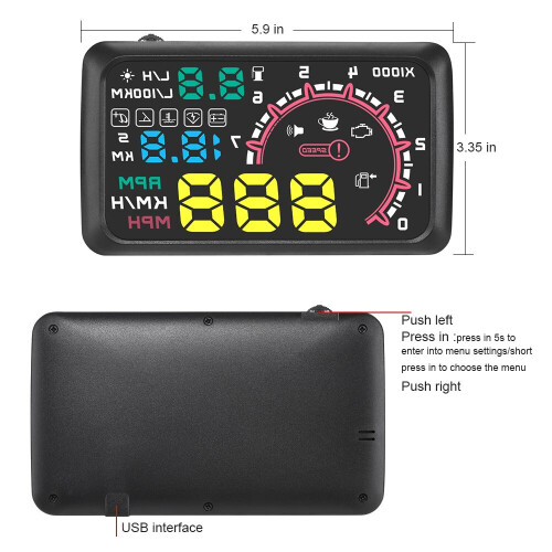 Multi-Function Car 5.5 Inch Hud   Display Speeding Fuel Warning Windshield Projector System With Obd2 1