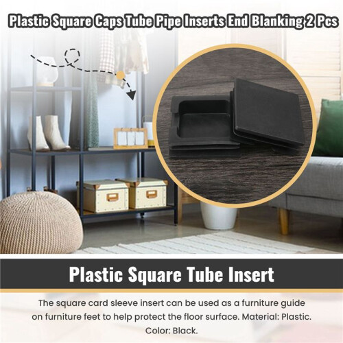 75mm x 75mm Plastic Square Caps Tube Pipe Inserts End Blanking 2 Pcs 2